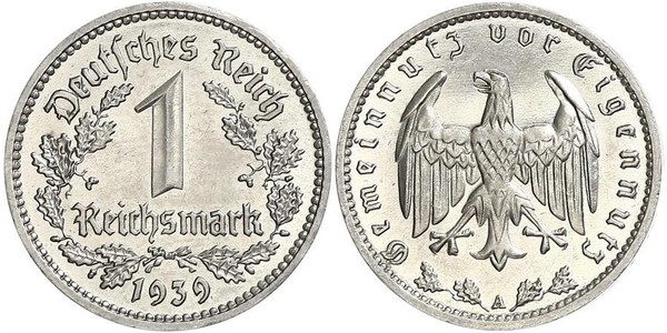 1 Reichsmark Nazi Germany (1933-1945) Nickel 