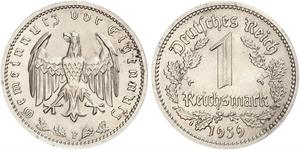 1 Reichsmark Alemania nazi (1933-1945) Níquel 