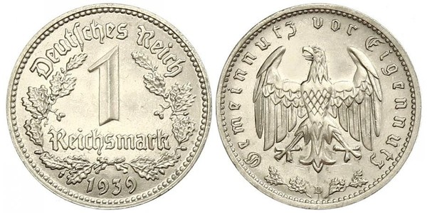 1 Reichsmark Третий рейх (1933-1945) Никель 