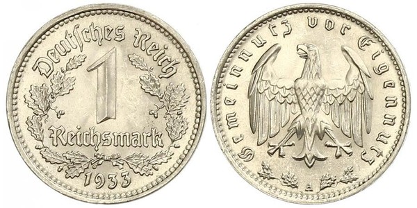 1 Reichsmark Третий рейх (1933-1945) Никель 