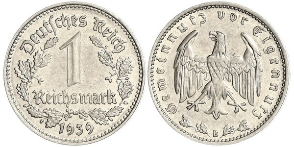 1 Reichsmark 納粹德國 (1933 - 1945) 镍 