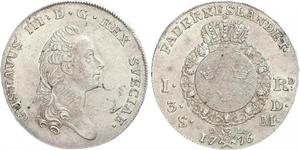 1 Riksdaler Suède Argent Gustave III de Suède (1746 - 1792)