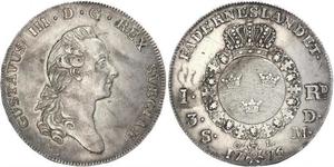 1 Riksdaler Suède Argent Gustave III de Suède (1746 - 1792)