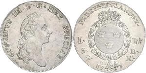 1 Riksdaler Suède Argent Gustave III de Suède (1746 - 1792)