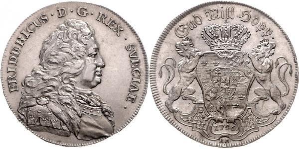 1 Riksdaler Suède Argent Frédéric Ier de Suède (1676 -1751)