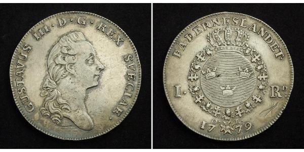 1 Riksdaler Suède Argent Gustave III de Suède (1746 - 1792)