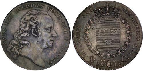 1 Riksdaler United Kingdoms of Sweden and Norway (1814-1905) Argent Charles XIII de Suède (1748 - 1818)