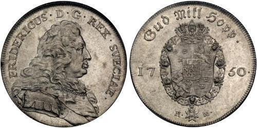 1 Riksdaler Svezia Argento Federico I di Svezia (1676 - 1751)