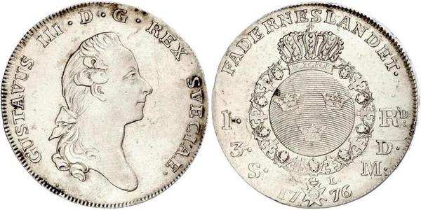 1 Riksdaler Svezia Argento Gustavo III di Svezia (1746 - 1792)