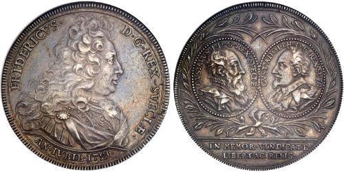 1 Riksdaler Suecia Plata Federico I de Suecia (1676 -1751)