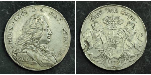 1 Riksdaler Suecia Plata Federico I de Suecia (1676 -1751)