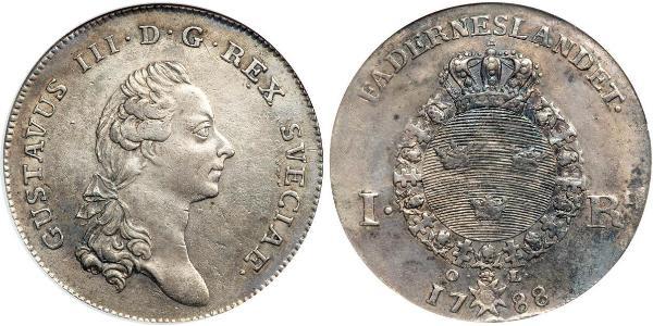 1 Riksdaler Schweden Silber Gustav III. (Schweden) (1746 - 1792)