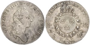 1 Riksdaler Sweden Silver Gustav III of Sweden (1746 - 1792)