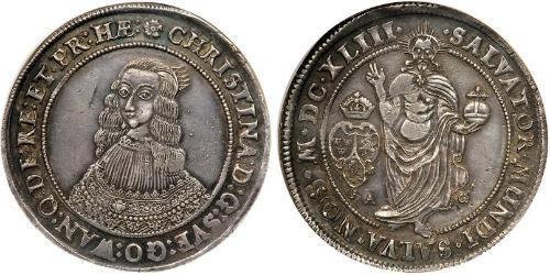 1 Riksdaler Sweden Silver Christina, Queen of Sweden (1626 - 1689)