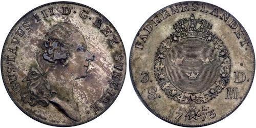 1 Riksdaler Sweden Silver Gustav III of Sweden (1746 - 1792)