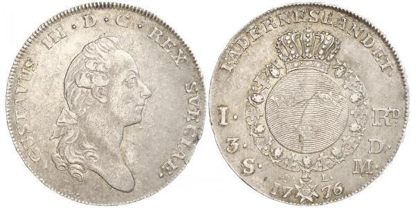 1 Riksdaler Sweden Silver Gustav III of Sweden (1746 - 1792)