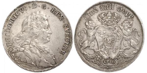 1 Riksdaler Sweden Silver Frederick I of Sweden (1676 -1751)