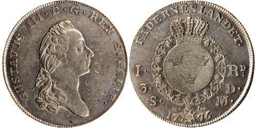 1 Riksdaler Швеція Срібло Gustav III of Sweden (1746 - 1792)