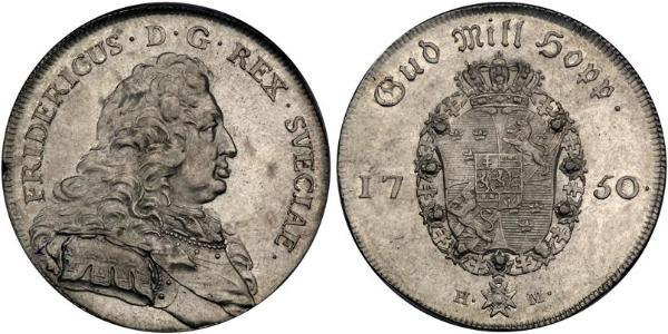 1 Riksdaler Швеція Срібло Frederick I of Sweden (1676 - 1751)