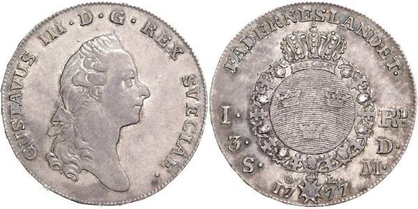 1 Riksdaler Швеція Срібло Gustav III of Sweden (1746 - 1792)
