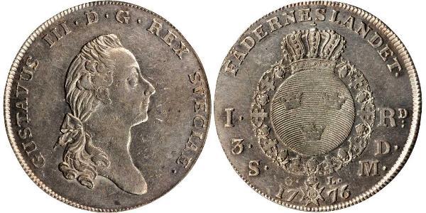 1 Riksdaler Швеція Срібло Gustav III of Sweden (1746 - 1792)