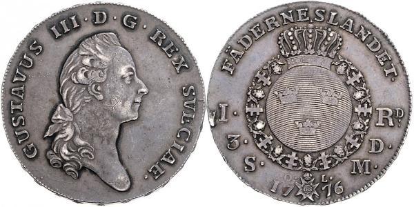 1 Riksdaler Швеція Срібло Gustav III of Sweden (1746 - 1792)