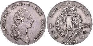 1 Riksdaler 瑞典 銀 古斯塔夫三世 (1746 - 1792)
