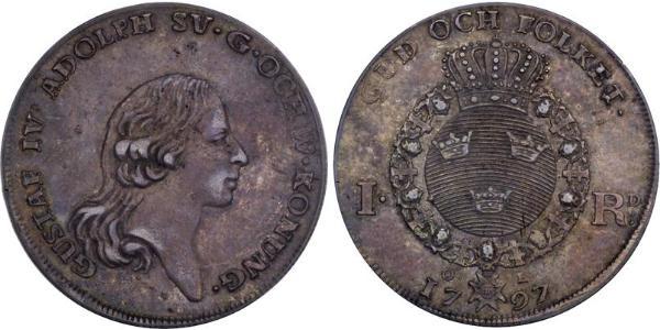 1 Riksdaler 瑞典 銀 Gustav IV Adolf of Sweden (1778 - 1837)