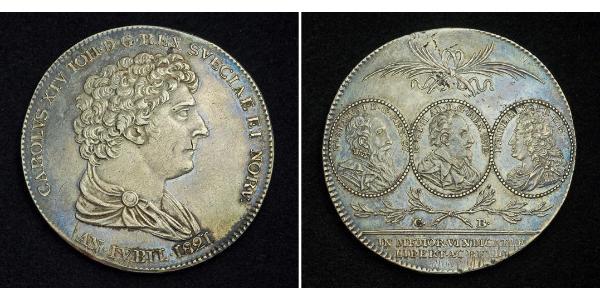 1 Riksdaler 瑞典－挪威联盟 (1814 - 1905) 銀 卡尔十四世·约翰 (1763-1844)