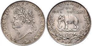 1 Rixdollar Sri Lanka Argento Giorgio IV (1762-1830)