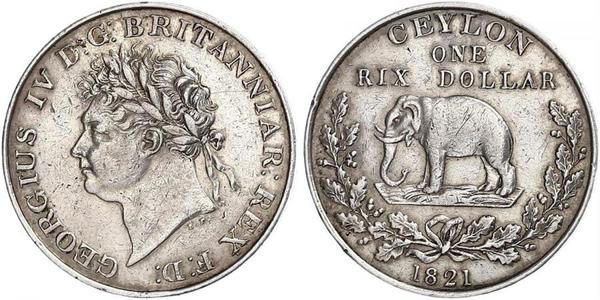 1 Rixdollar Sri Lanka Silber Georg IV (1762-1830)