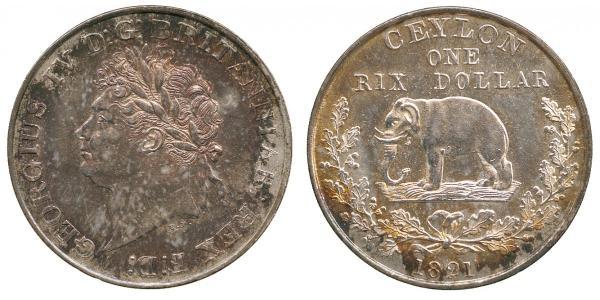 1 Rixdollar Шри Ланка/Цейлон Серебро Георг IV (1762-1830)