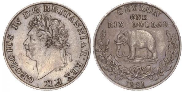 1 Rixdollar Шри Ланка/Цейлон Серебро Георг IV (1762-1830)