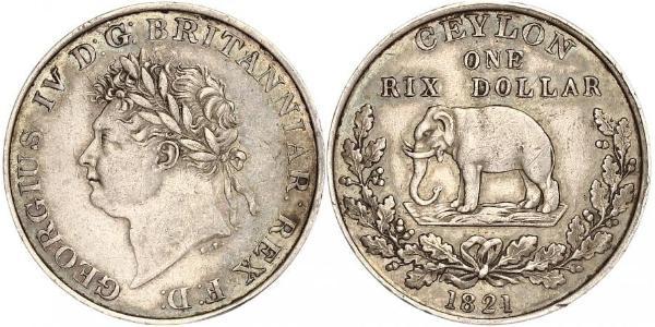 1 Rixdollar Шрі Ланка/Цейлон Срібло Георг IV (1762-1830)