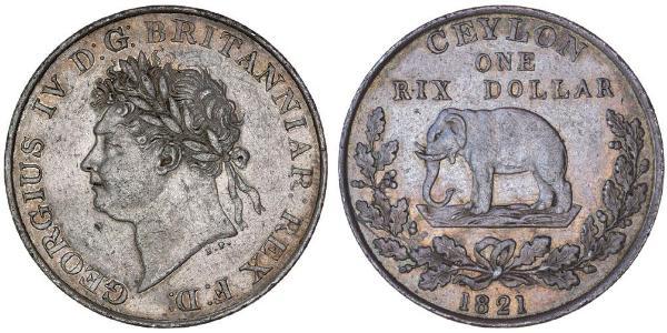 1 Rixdollar Шрі Ланка/Цейлон Срібло Георг IV (1762-1830)