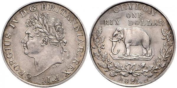 1 Rixdollar Шрі Ланка/Цейлон Срібло Георг IV (1762-1830)