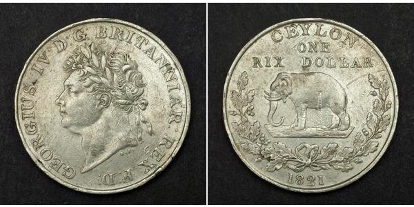 1 Rixdollar Шрі Ланка/Цейлон Срібло Георг IV (1762-1830)