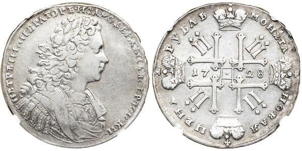 1 Ruble Russian Empire (1720-1917) Silver Peter II (1715-1730)