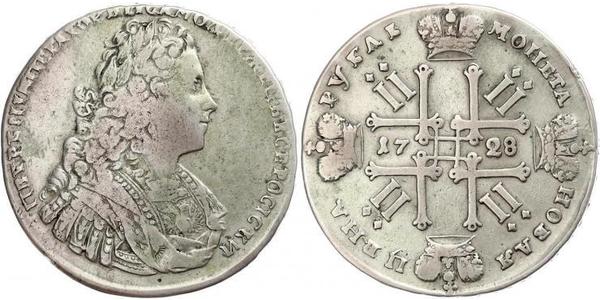 1 Ruble Russian Empire (1720-1917) Silver Peter II (1715-1730)