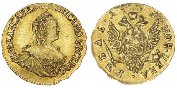 1 Ruble 俄罗斯帝国 (1721 - 1917) 金 Jelisaweta I Petrowna (1709-1762)