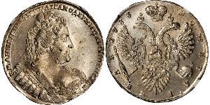 1 Ruble 俄罗斯帝国 (1721 - 1917) 銀 安娜·伊凡诺芙娜·罗曼诺娃 (1693-1740)