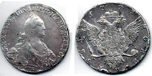 1 Ruble 俄罗斯帝国 (1721 - 1917) 銀 叶卡捷琳娜二世 (1729-1796)