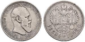 1 Ruble 俄罗斯帝国 (1721 - 1917) 銀 亚历山大三世 (俄国) (1845 -1894)