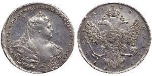 1 Ruble 俄罗斯帝国 (1721 - 1917) 銀 安娜·伊凡诺芙娜·罗曼诺娃 (1693-1740)