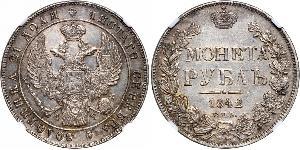 1 Ruble 俄罗斯帝国 (1721 - 1917) 銀 Nicholas I of Russia (1796-1855)