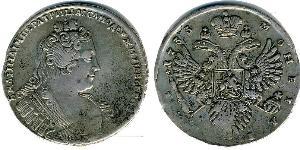 1 Ruble 俄罗斯帝国 (1721 - 1917) 銀 安娜·伊凡诺芙娜·罗曼诺娃 (1693-1740)