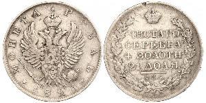 1 Ruble 俄罗斯帝国 (1721 - 1917) 銀 亚历山大一世 (俄国)  (1777-1825)