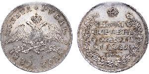 1 Ruble 俄罗斯帝国 (1721 - 1917) 銀 Nicholas I of Russia (1796-1855)