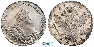 1 Ruble 俄罗斯帝国 (1721 - 1917) 銀 安娜·伊凡诺芙娜·罗曼诺娃 (1693-1740)