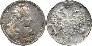 1 Ruble 俄罗斯帝国 (1721 - 1917) 銀 安娜·伊凡诺芙娜·罗曼诺娃 (1693-1740)
